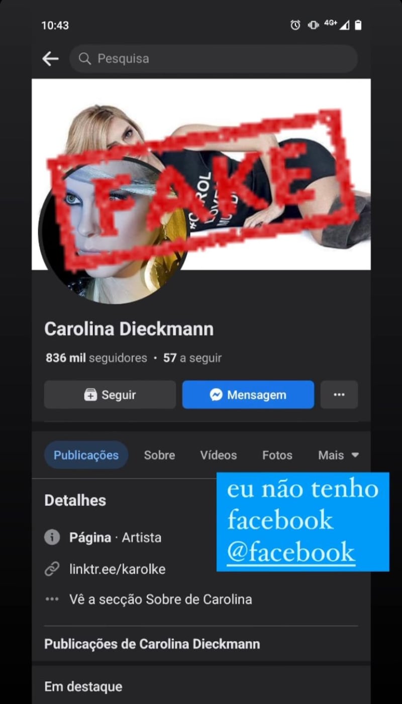 Página fake de Carolina Dieckmann no Instagram possui 838 mil seguidores