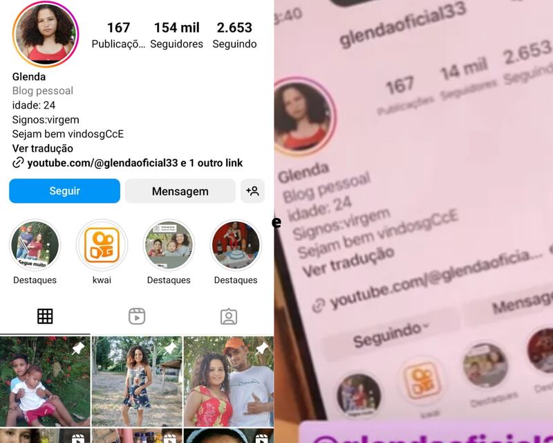 Glenda ganhou mais de 130 mil seguidores em 3 horas
Foto: @glendaoficial33