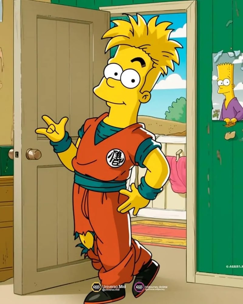 Gohan en Los Simpson - Universo Midjourney