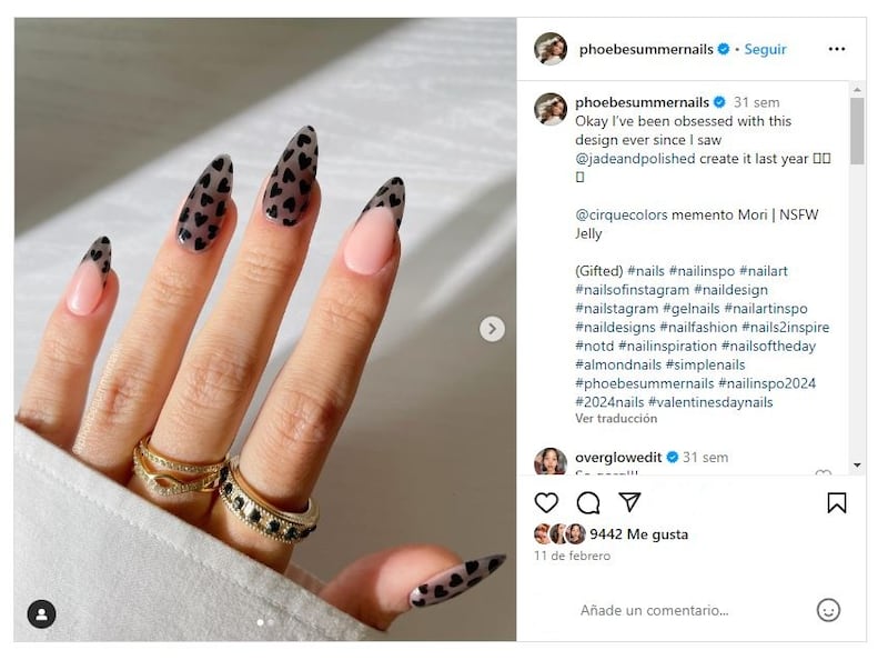 Las 'sheer black nails' son elegantes, lujosas e ideales para llevar en el otoño