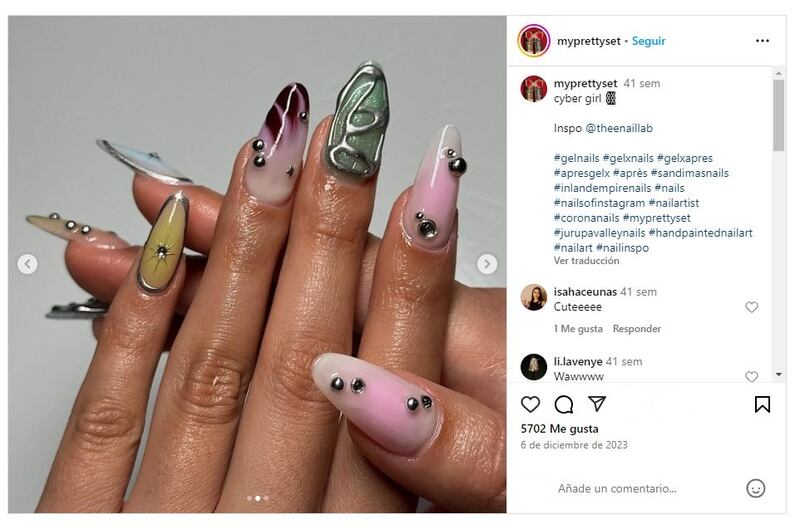 Las 'cyber nails' son la última moda en cuanto a uñas que surge este 2024