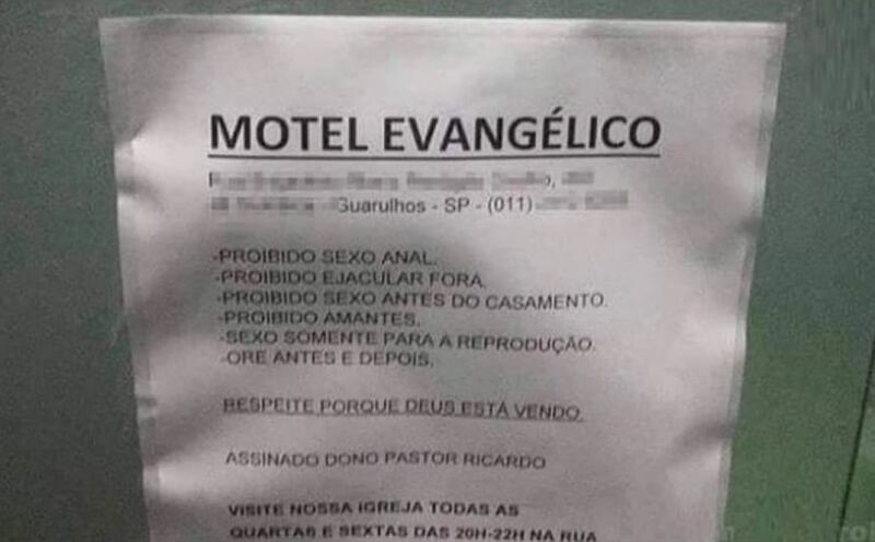 Regras do suposto "Motel Evangélico"