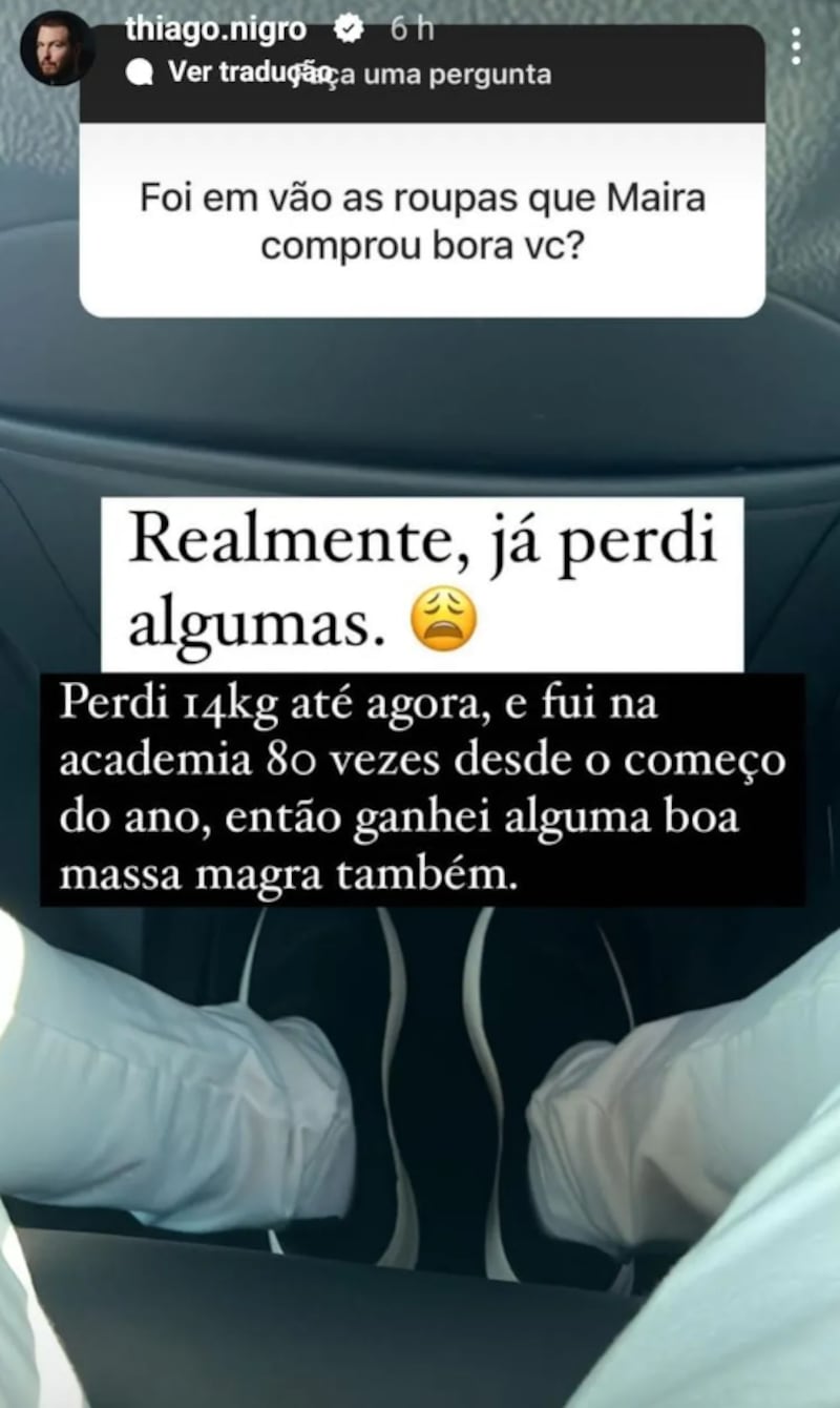 Thiago Nigro comenta sobre roupas compradas por Maíra Cardi