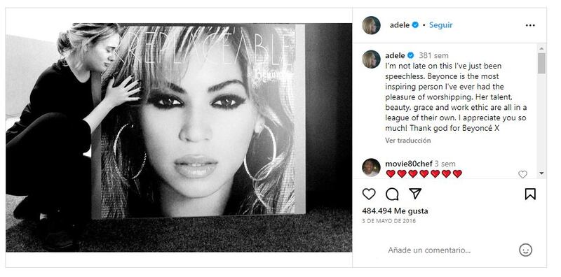 Adele es una gran admiradora de Beyoncé