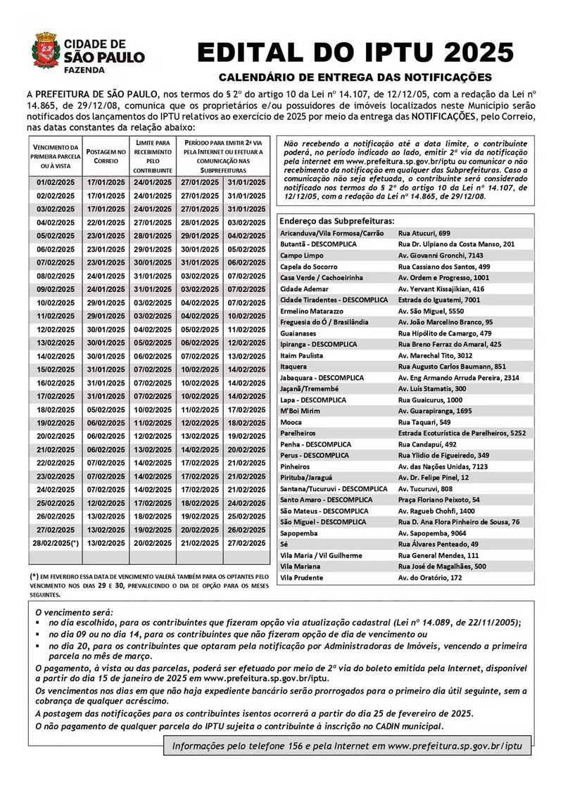 Edital IPTU SP - 2025