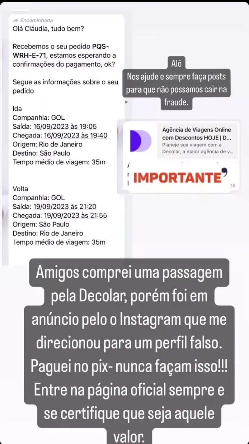 Atriz Claudia Abreu vaisa que caiu em golpe de passagens aéreas no Instagram