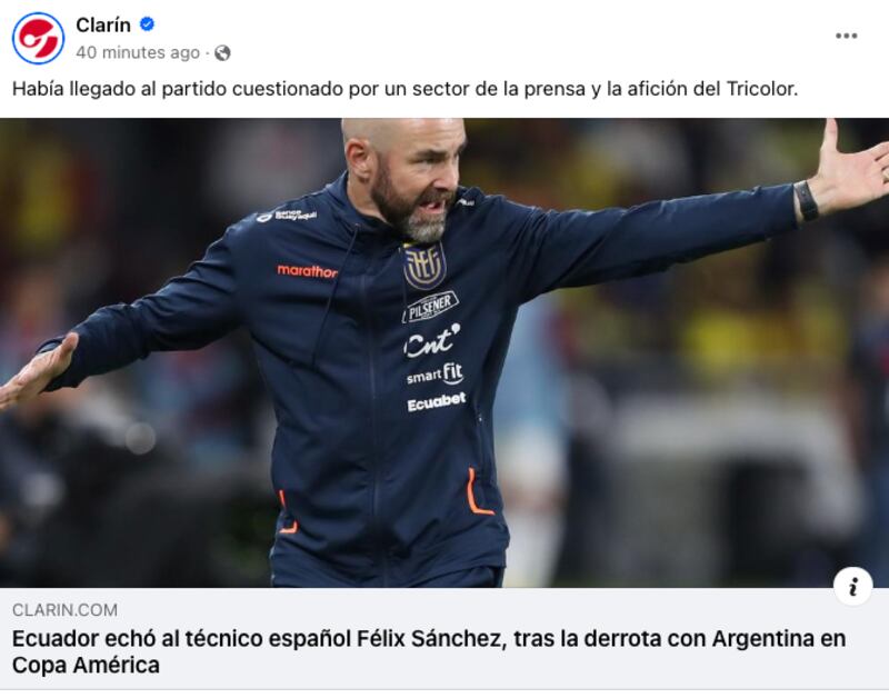 Así reaccionó la prensa argentina a la derrota de Ecuador en los cuartos de final de la Copa América