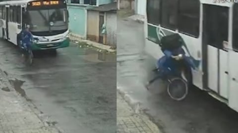 Vídeo: entregador de aplicativo escapa por pouco de ser esmagado por roda de ônibus no RJ