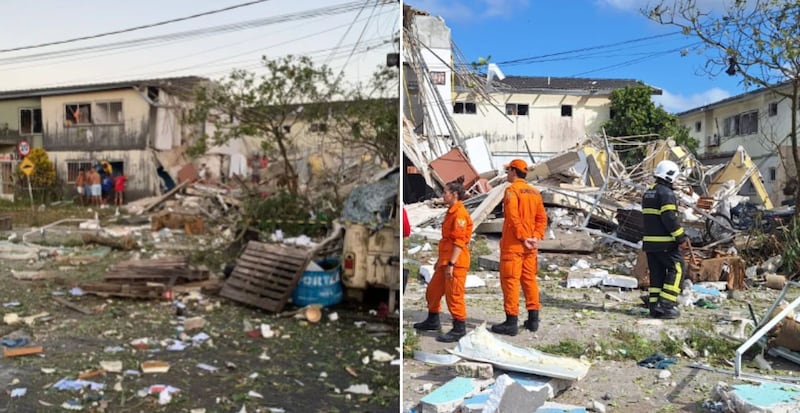 Bombeiros ainda atuam no local e dizem que cinco ficaram feridos.