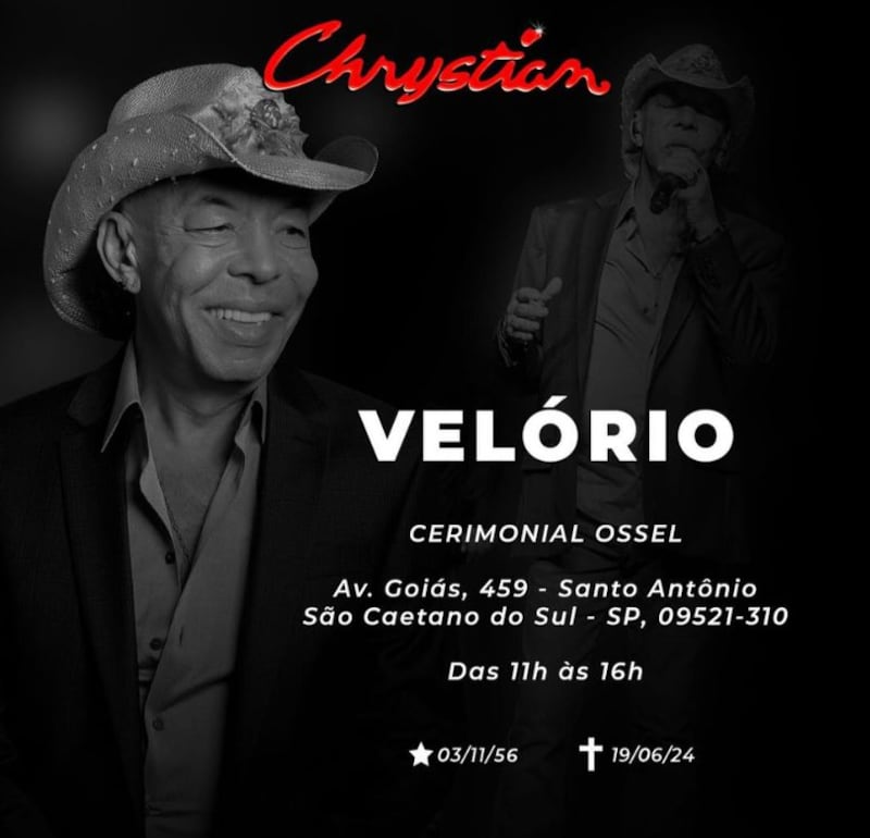 O velório do cantor sertanejo Chrystian acontece em São Caetano do Sul