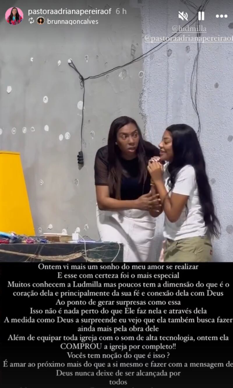 Ludmilla comprou igreja evangélica no Recreio dos Bandeirantes