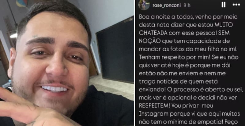 Ela disse que ia restringir as redes sociais e ressaltou que ainda dói a perda do filho