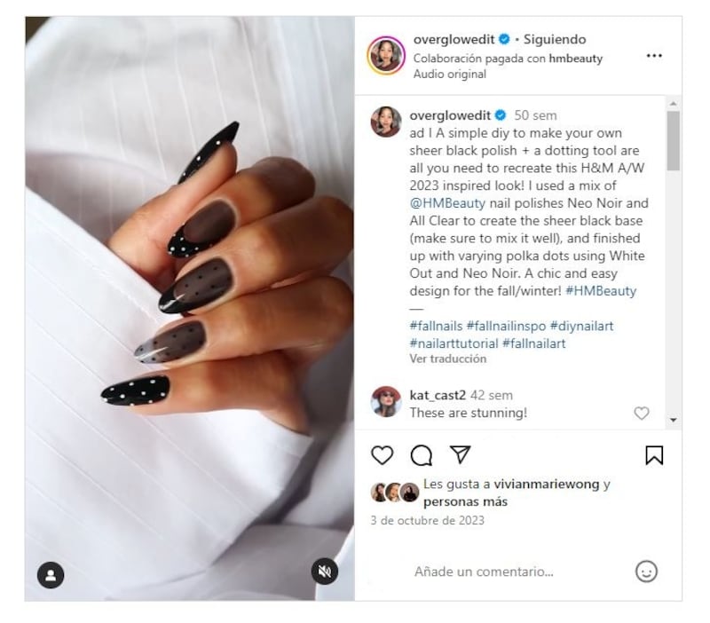 Las 'sheer black nails' son elegantes, lujosas e ideales para llevar en el otoño