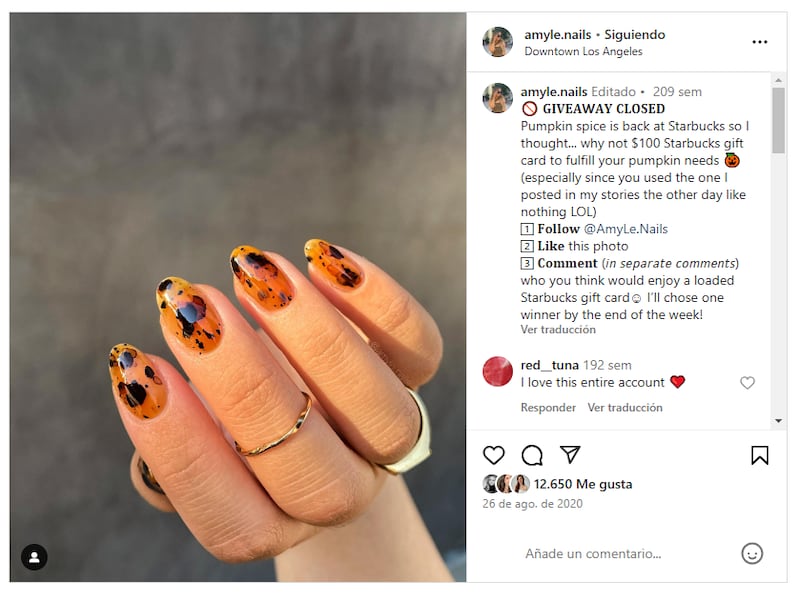 Las 'amber nails' son una de las últimas tendencias en cuanto a manicura para el otoño