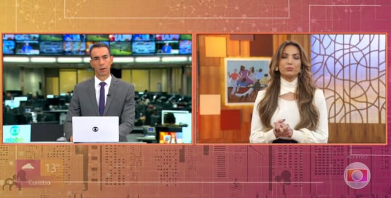 César Tralli e Patrícia Poeta alertam sobre as chuvas e o ciclone extratropical no Encontro