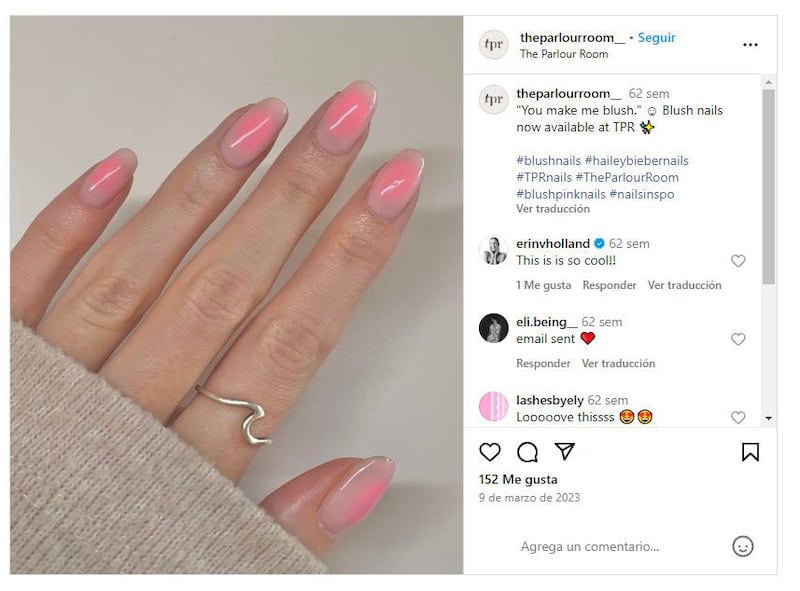 Las 'blush nails' son una de las tendencias en manicura más populares en la actualidad
