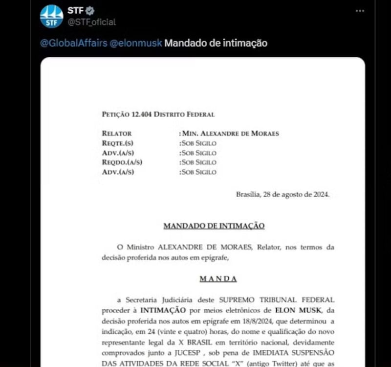 Ministro ameaça suspender rede social no país