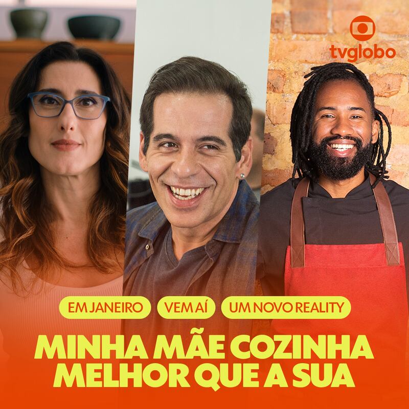 Paola Carosella, Leandro Hassum e João Diamante estão em “Minha Mãe Cozinha Melhor Que a Sua”, novo reality culinário