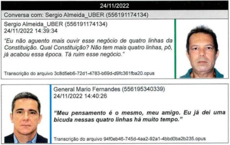 Áudio transcrito fala de "bicuda na constituição"