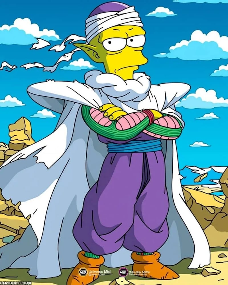 Piccolo en Los Simpson - Universo Midjourney