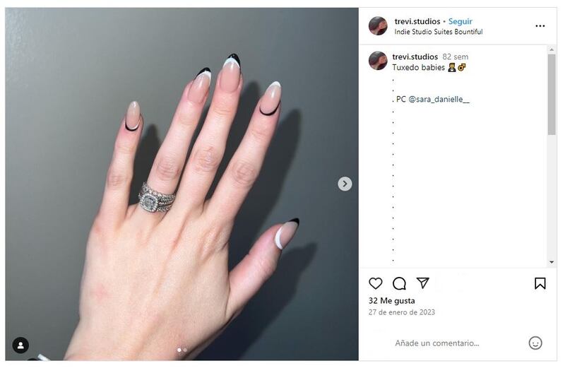 Las 'tuxedo nails' no son nuevas, pero causarán sensación durante la época otoñal