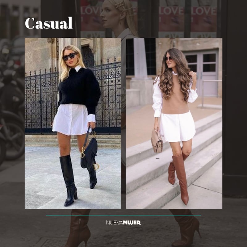 Vestidos camiseros con botas.