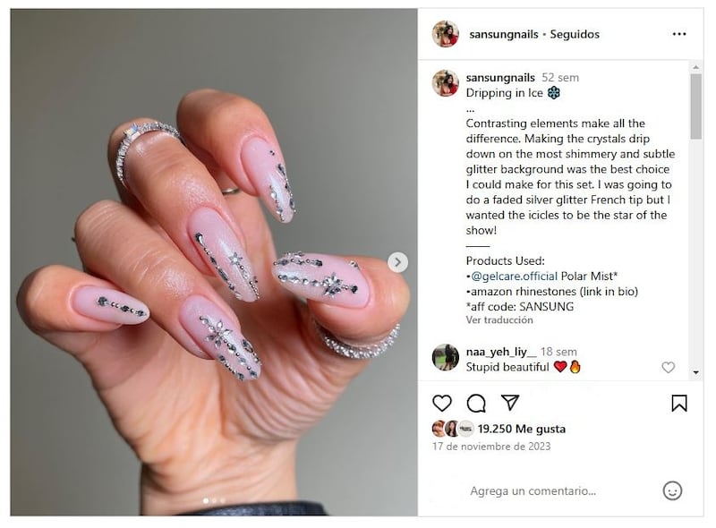 Las uñas diamante son perfectas para brillar en cada fiesta de diciembre