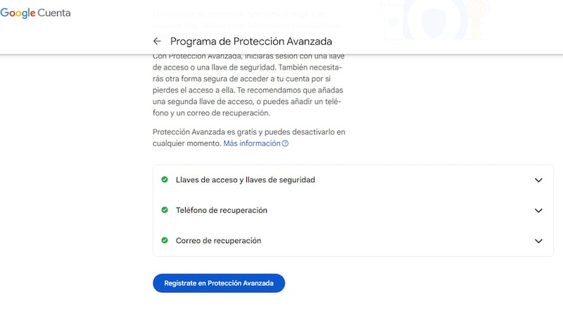 Programa Protección Avanzada de Google